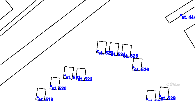 Parcela st. 523 v KÚ Peruc, Katastrální mapa