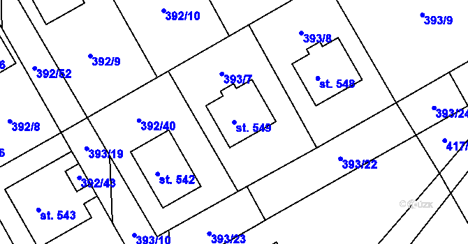 Parcela st. 549 v KÚ Peruc, Katastrální mapa