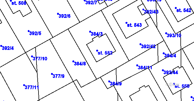 Parcela st. 552 v KÚ Peruc, Katastrální mapa