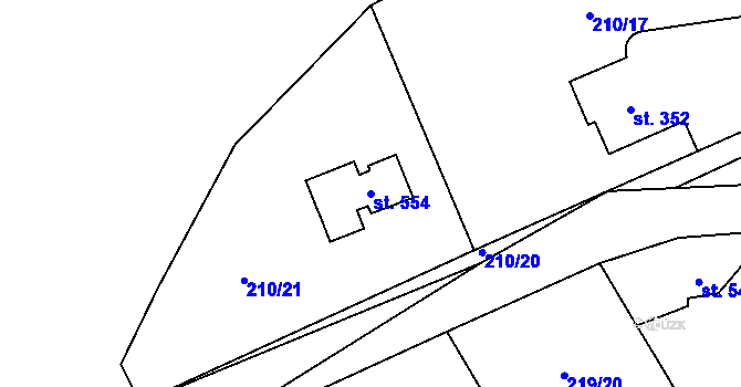 Parcela st. 554 v KÚ Peruc, Katastrální mapa