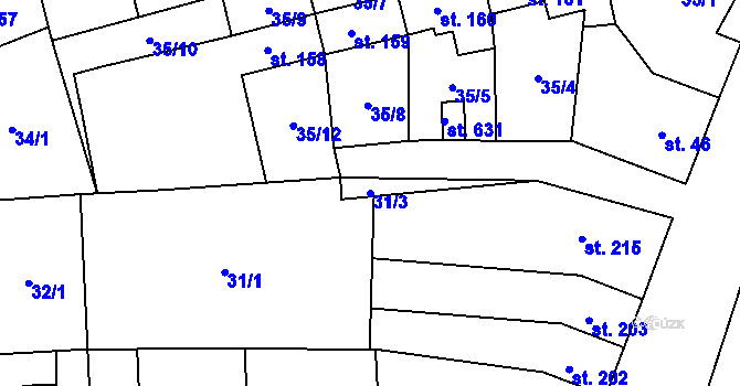 Parcela st. 31/3 v KÚ Peruc, Katastrální mapa