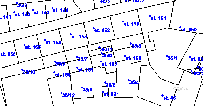 Parcela st. 35/6 v KÚ Peruc, Katastrální mapa