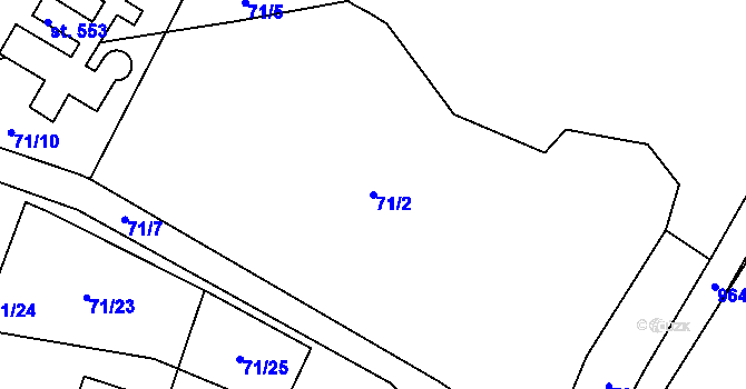 Parcela st. 71/2 v KÚ Peruc, Katastrální mapa