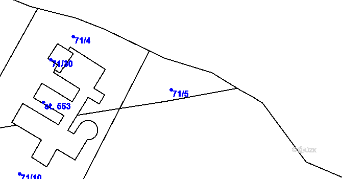 Parcela st. 71/5 v KÚ Peruc, Katastrální mapa