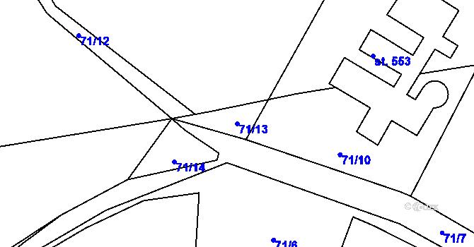 Parcela st. 71/13 v KÚ Peruc, Katastrální mapa