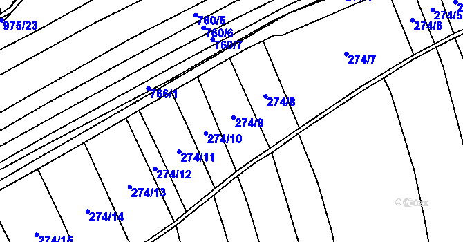 Parcela st. 274 v KÚ Peruc, Katastrální mapa