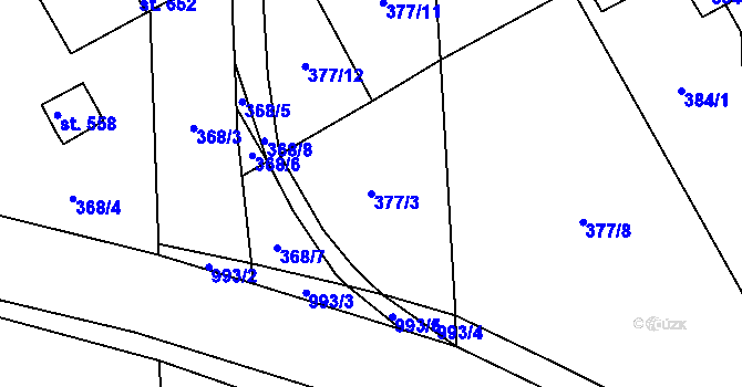 Parcela st. 377/3 v KÚ Peruc, Katastrální mapa