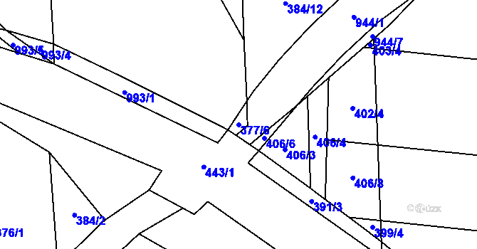Parcela st. 377/6 v KÚ Peruc, Katastrální mapa