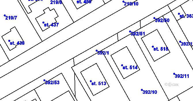 Parcela st. 392/1 v KÚ Peruc, Katastrální mapa