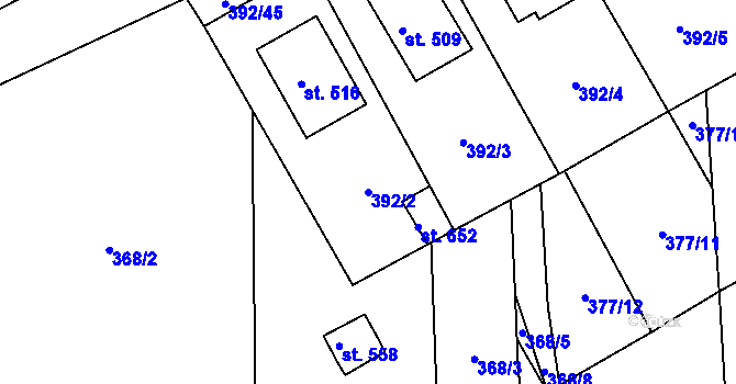 Parcela st. 392/2 v KÚ Peruc, Katastrální mapa