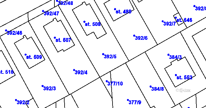 Parcela st. 392/5 v KÚ Peruc, Katastrální mapa