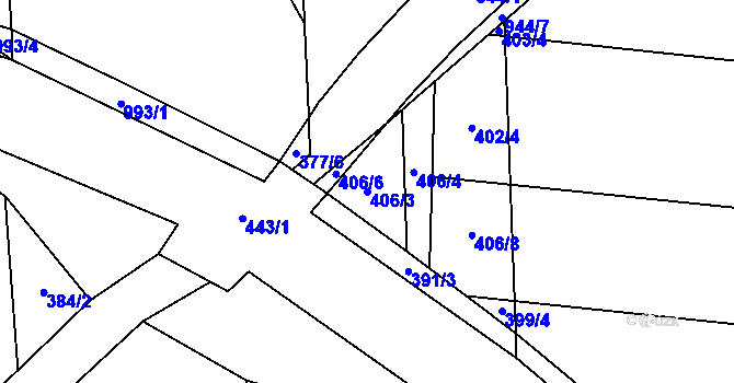 Parcela st. 406/3 v KÚ Peruc, Katastrální mapa
