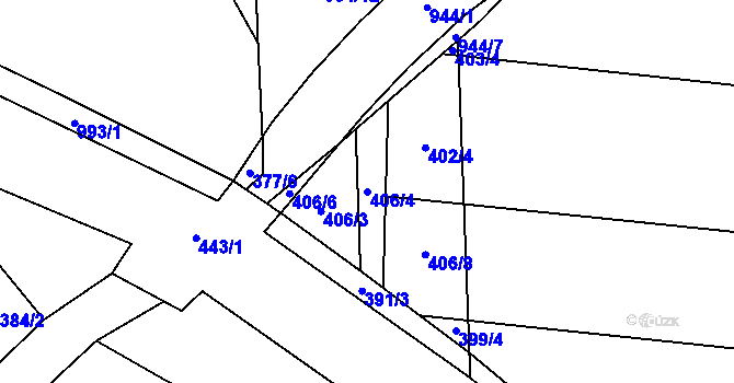 Parcela st. 406/4 v KÚ Peruc, Katastrální mapa