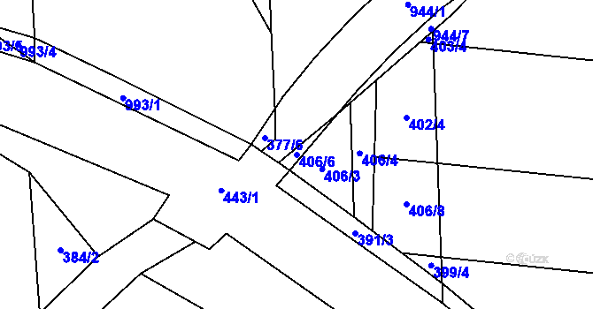 Parcela st. 406/6 v KÚ Peruc, Katastrální mapa