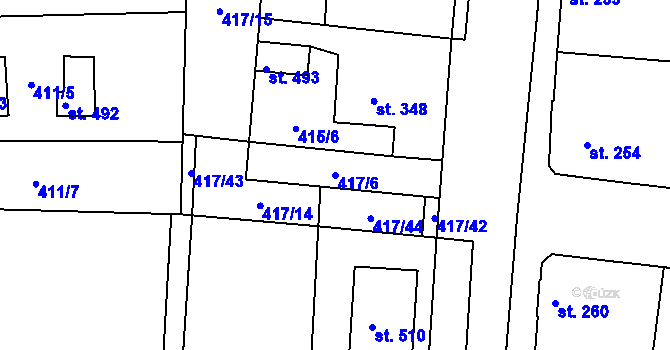 Parcela st. 417/6 v KÚ Peruc, Katastrální mapa