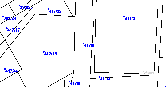Parcela st. 417/8 v KÚ Peruc, Katastrální mapa