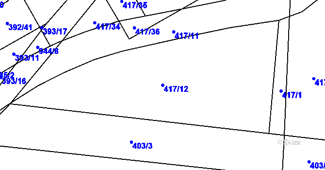 Parcela st. 417/12 v KÚ Peruc, Katastrální mapa