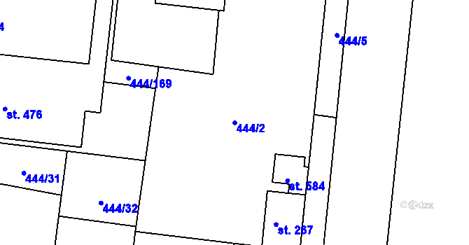 Parcela st. 444/2 v KÚ Peruc, Katastrální mapa
