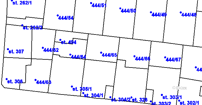 Parcela st. 444/65 v KÚ Peruc, Katastrální mapa