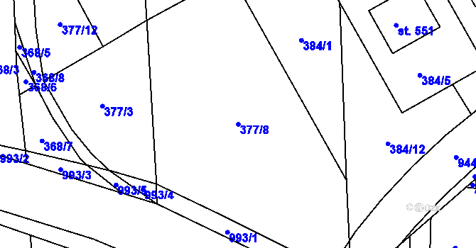Parcela st. 377/8 v KÚ Peruc, Katastrální mapa