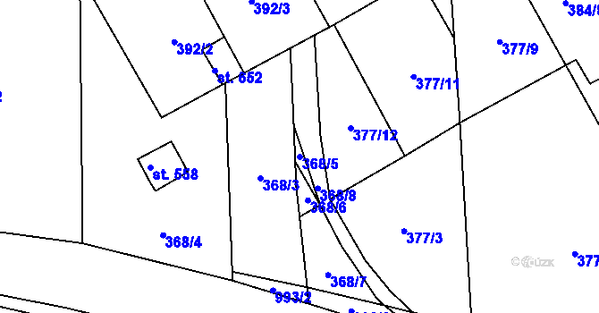 Parcela st. 368/5 v KÚ Peruc, Katastrální mapa