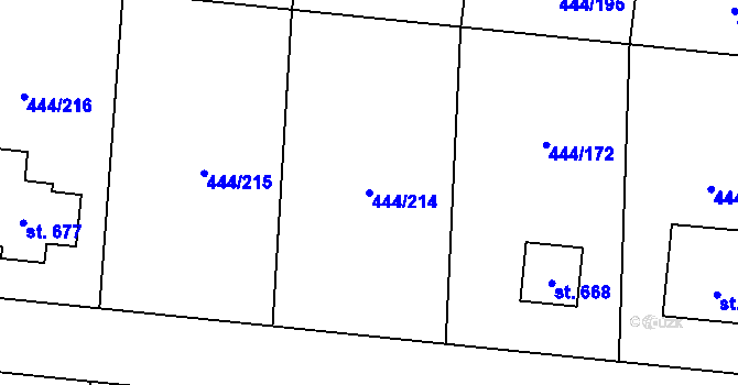 Parcela st. 444/214 v KÚ Peruc, Katastrální mapa