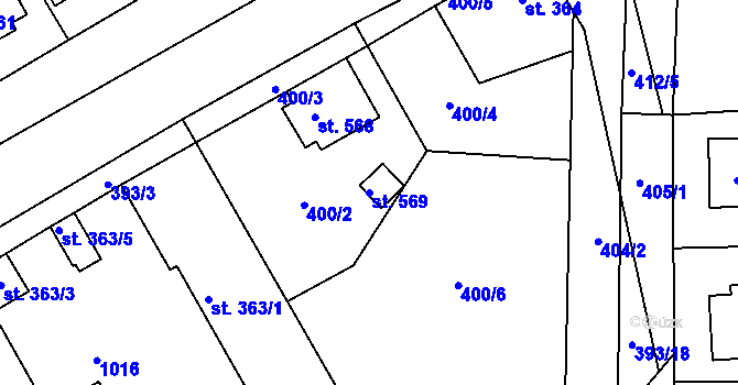 Parcela st. 569 v KÚ Peruc, Katastrální mapa