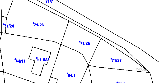 Parcela st. 71/25 v KÚ Peruc, Katastrální mapa