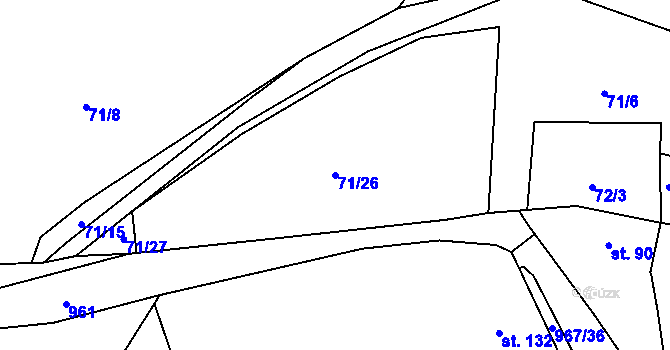 Parcela st. 71/26 v KÚ Peruc, Katastrální mapa