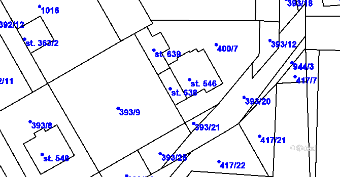 Parcela st. 638 v KÚ Peruc, Katastrální mapa