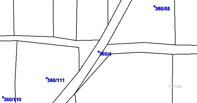 Parcela st. 360/4 v KÚ Peruc, Katastrální mapa