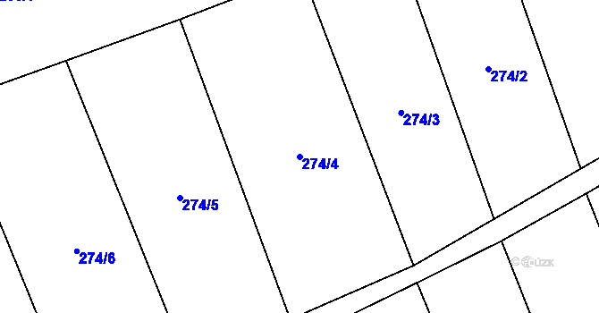 Parcela st. 274/4 v KÚ Peruc, Katastrální mapa