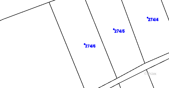 Parcela st. 274/6 v KÚ Peruc, Katastrální mapa