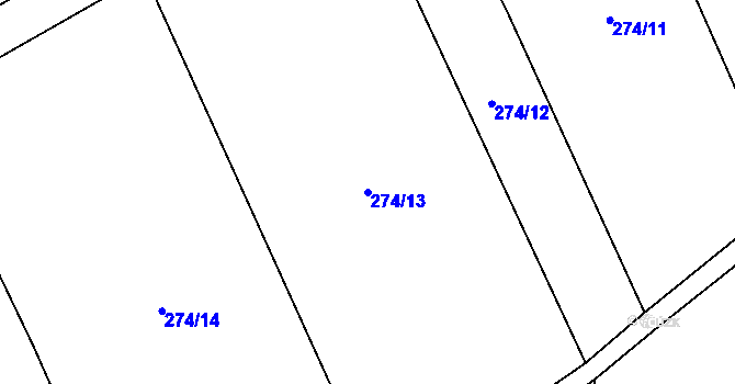 Parcela st. 274/13 v KÚ Peruc, Katastrální mapa