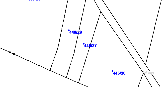 Parcela st. 446/27 v KÚ Peruc, Katastrální mapa