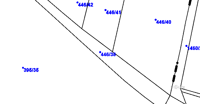 Parcela st. 446/38 v KÚ Peruc, Katastrální mapa