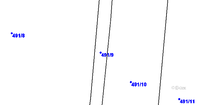 Parcela st. 491/9 v KÚ Peruc, Katastrální mapa