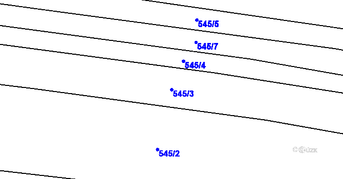 Parcela st. 545/3 v KÚ Peruc, Katastrální mapa