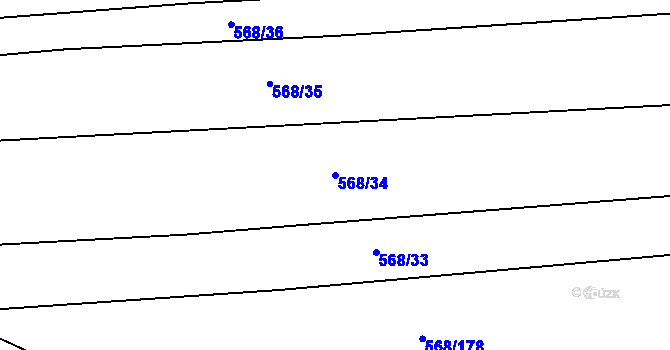 Parcela st. 568/34 v KÚ Peruc, Katastrální mapa