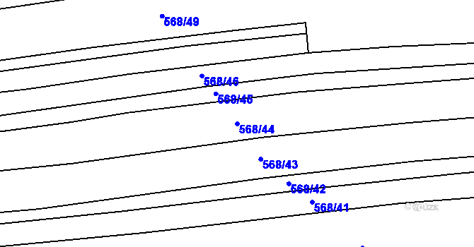 Parcela st. 568/44 v KÚ Peruc, Katastrální mapa