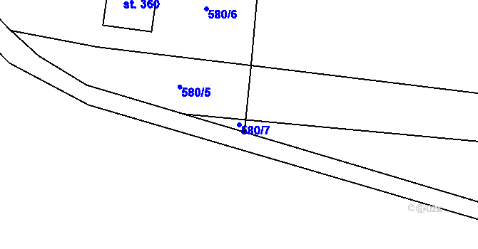 Parcela st. 580/7 v KÚ Peruc, Katastrální mapa