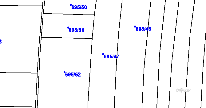 Parcela st. 695/47 v KÚ Peruc, Katastrální mapa