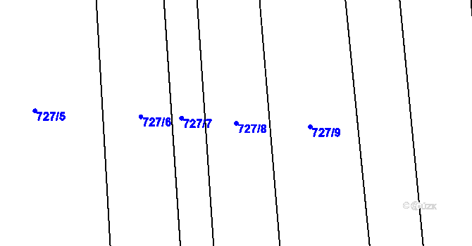 Parcela st. 727/8 v KÚ Peruc, Katastrální mapa