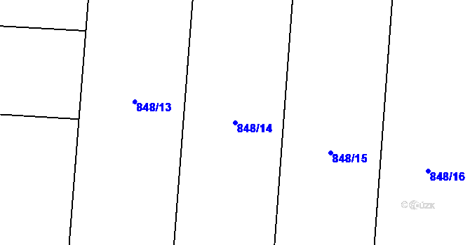 Parcela st. 848/14 v KÚ Peruc, Katastrální mapa