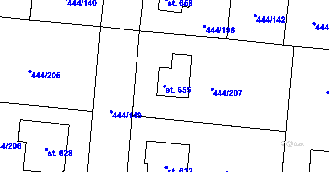 Parcela st. 655 v KÚ Peruc, Katastrální mapa