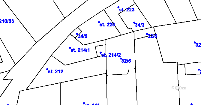 Parcela st. 214/2 v KÚ Peruc, Katastrální mapa
