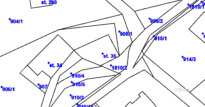 Parcela st. 35 v KÚ Peřimov, Katastrální mapa