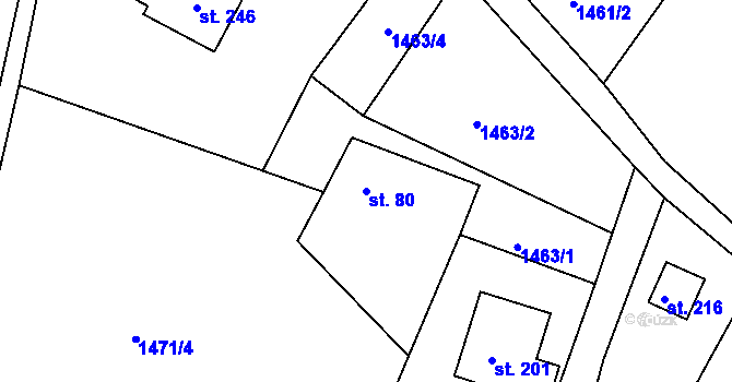 Parcela st. 80 v KÚ Peřimov, Katastrální mapa