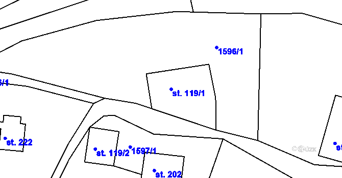 Parcela st. 119/1 v KÚ Peřimov, Katastrální mapa