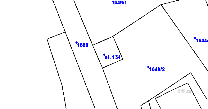 Parcela st. 134 v KÚ Peřimov, Katastrální mapa